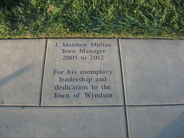 Town of Windsor Dedication paver J. Matthew Mullan 9.12.2013